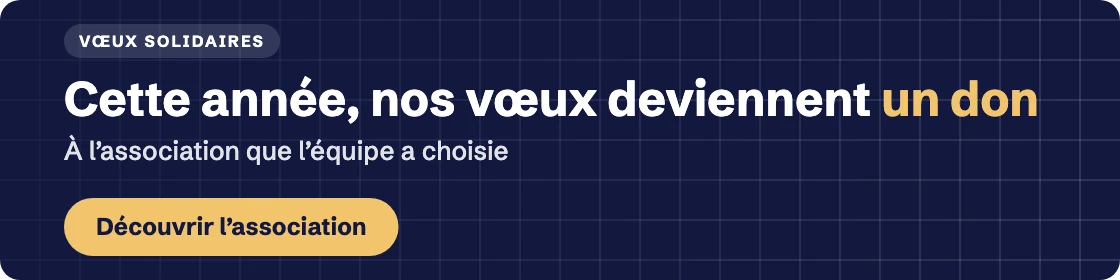 Bannière de vœux : Vœux solidaires · Cette année, nos vœux deviennent un don
